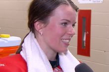 Victoria Bach smiling during an interview with Sportsnet