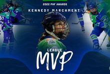 Collage of photos of Kennedy Marchment for the 2022 PHF Awards League MVP