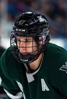 Close-up of Jamie Lee Rattray (PWHL Boston) lining up for a face-off