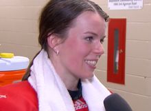 Victoria Bach smiling during an interview with Sportsnet
